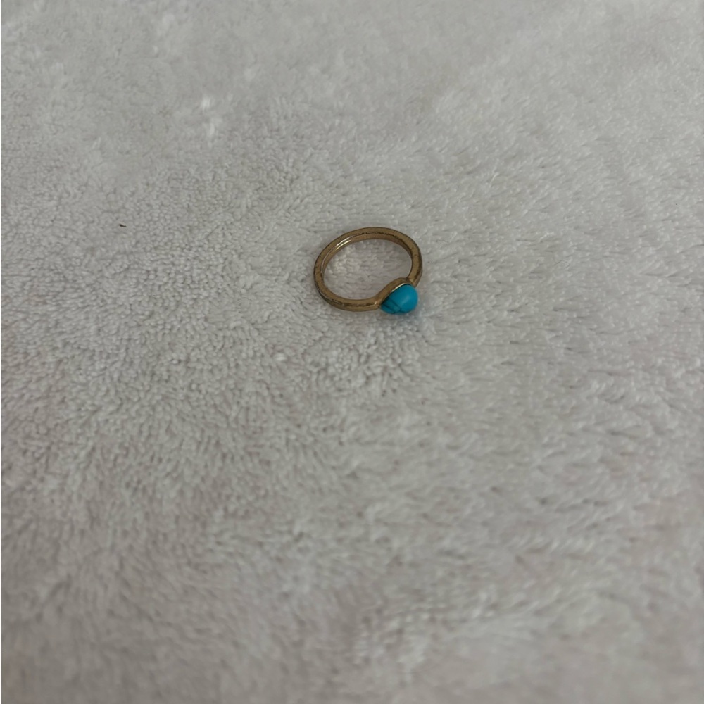Francesca's Collections Gold and Blue Rings with Turquoise Accent set of two